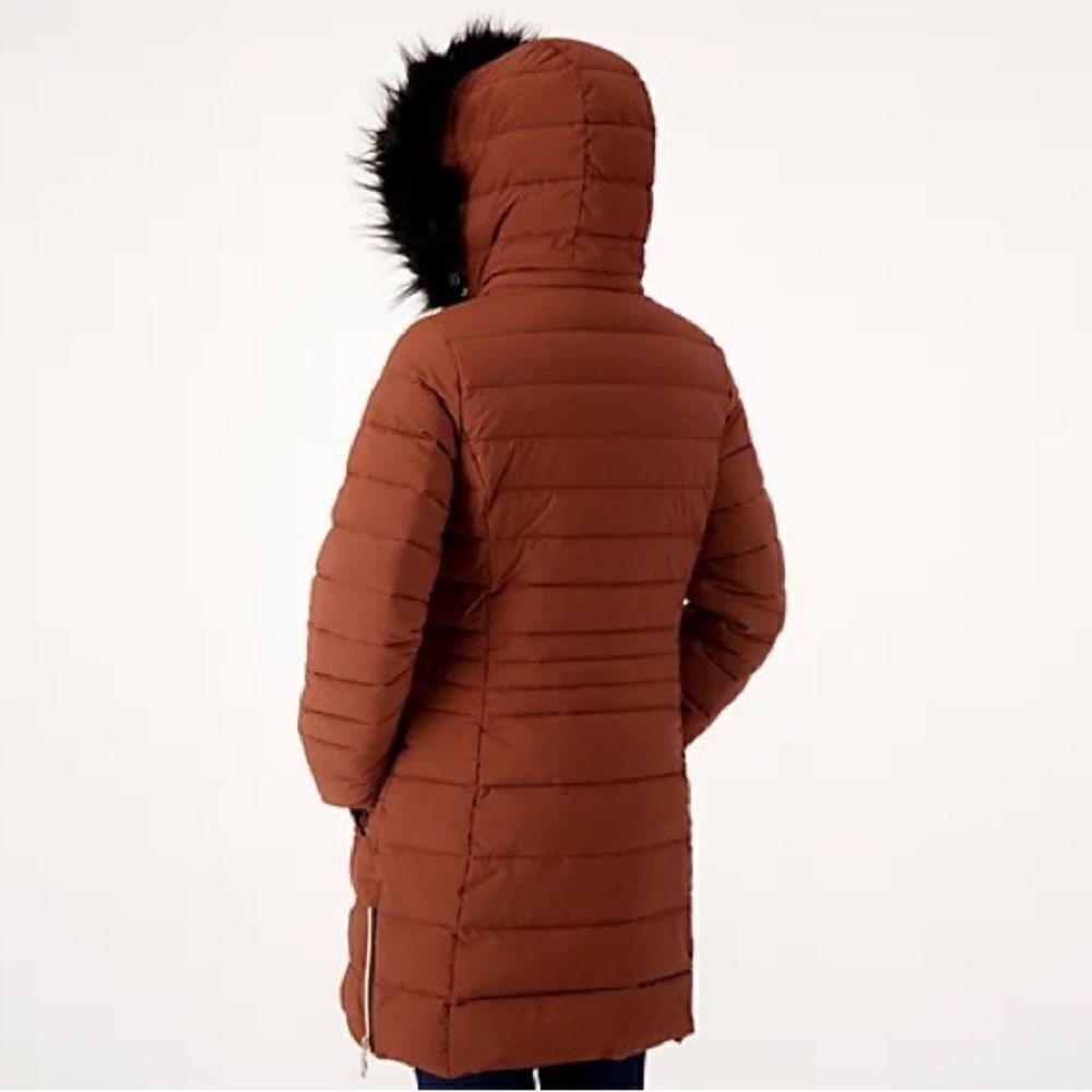 Nuage Stretch Removable Faux Fur Trim Hood Puffer Coat - Picture 3 of 7